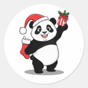 Santa Panda Christmas Classic Round Sticker