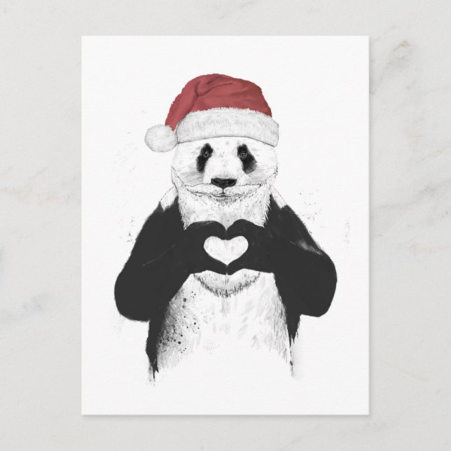 Santa panda holiday postcard (Front)