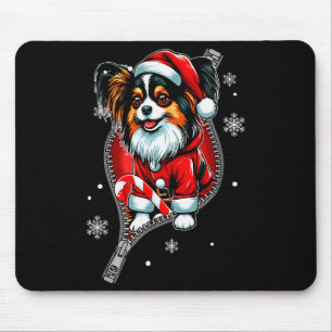 Santa Papillon Going Out Christmas Dog Owner Famil Mouse Mat