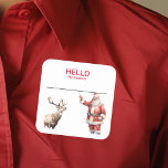 Santa Party Name Tag Badge Christmas<br><div class="desc">*** Purchase the Matte Finish when using this sticker as a name tag*** This design may be personalised in the area provided by changing the photo and/or text. Or it can be customised by clicking Personalise this Template and then choosing the click to customise further option and delete or change...</div>