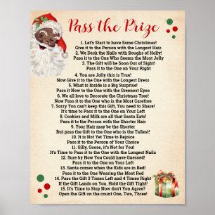 Santa Pass the Prize Poem Christmas Game Sign