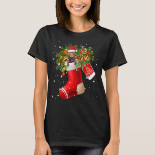 Santa Patterdale Terrier In Christmas Sock Pajama T-Shirt