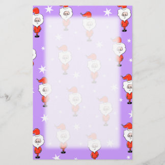 Santa Pattern. Purple Christmas Pattern. Stationery