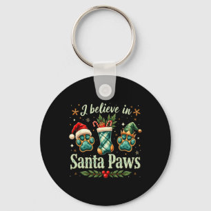 Santa Paw Men Woman Kids Girl Christmas Tee Key Ring