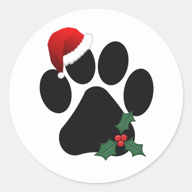 Santa Paw Print Christmas Classic Stickers (Front)