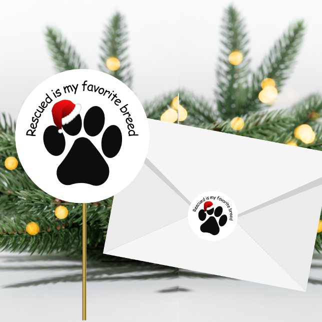Santa Paw Print Rescued Christmas Classic Stickers (Creator Uploaded)