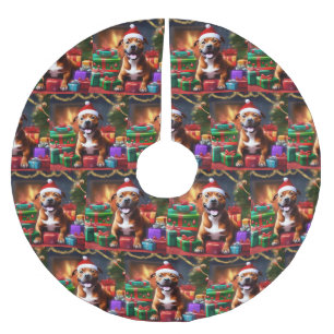 "Santa Paws: A Staffy’s Festive Surprise" Brushed Polyester Tree Skirt