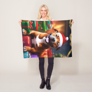"Santa Paws: A Staffy’s Festive Surprise" Fleece Blanket