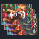 "Santa Paws: A Staffy’s Festive Surprise"   Wrapping Paper Sheet<br><div class="desc">This image highlights the holiday spirit with the Staffy in a Santa hat,  surrounded by presents and Christmas decorations,  ready to spread some "paw-some" cheer.</div>