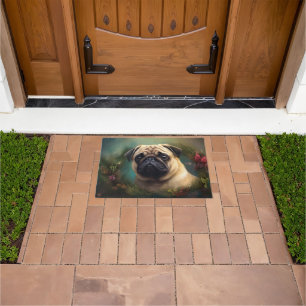 Santa Paws Approved: Pug Pawsitively Festive  Doormat