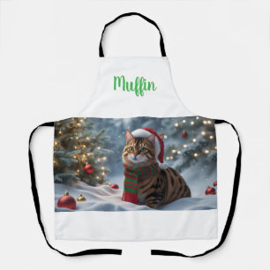 Santa Paws Bengal Cat Christmas Personalised Apron
