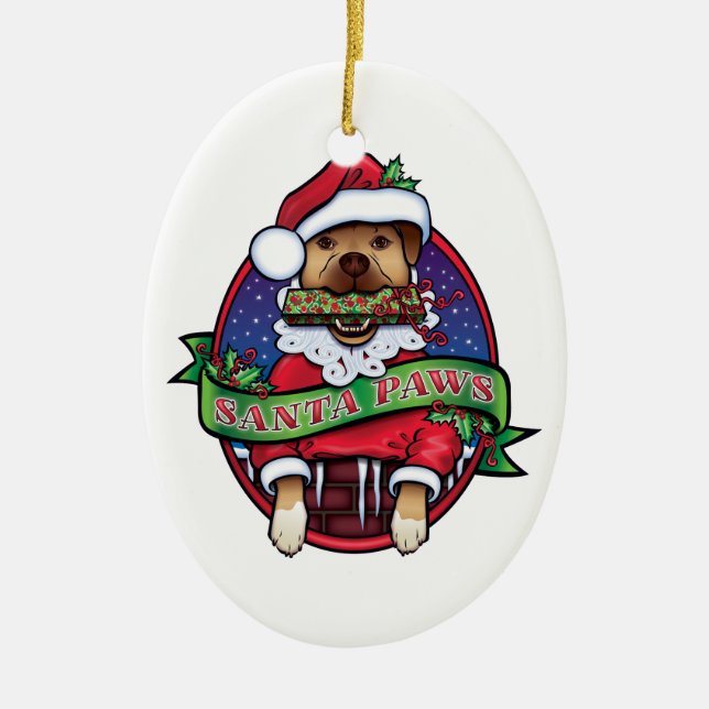 Santa Paws Ceramic Tree Decoration (Front)