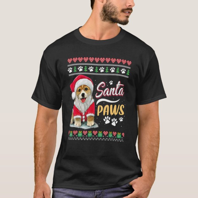 Santa Paws Christmas Dog Merry Christmas  Xmas T-Shirt (Front)