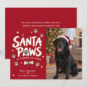 Santa Paws Christmas Dog Photo Holiday Card
