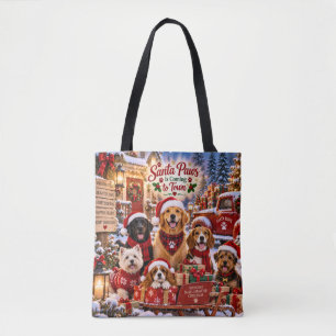 Santa Paws Christmas Dog Tote Bag
