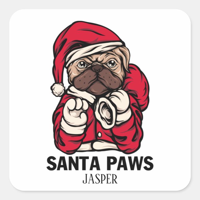 Santa Paws Christmas English Bulldog Gift Ideas Ca Square Sticker (Front)