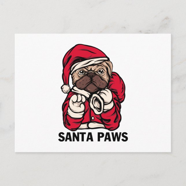 Santa Paws Christmas English Bulldog Gift Ideas Postcard (Front)