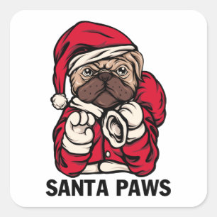 Santa Paws Christmas English Bulldog Gift Ideas Square Sticker