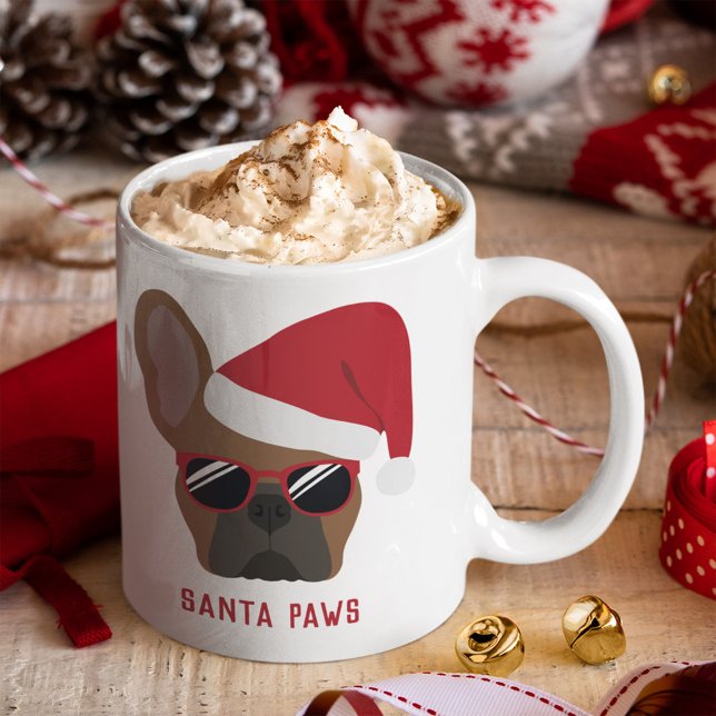 Santa Paws Christmas Red Fawn French Bulldog Coffee Mug (Creator Uploaded)