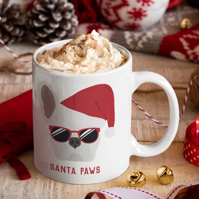 Santa Paws Christmas White French Bulldog Coffee Mug (Creator Uploaded)