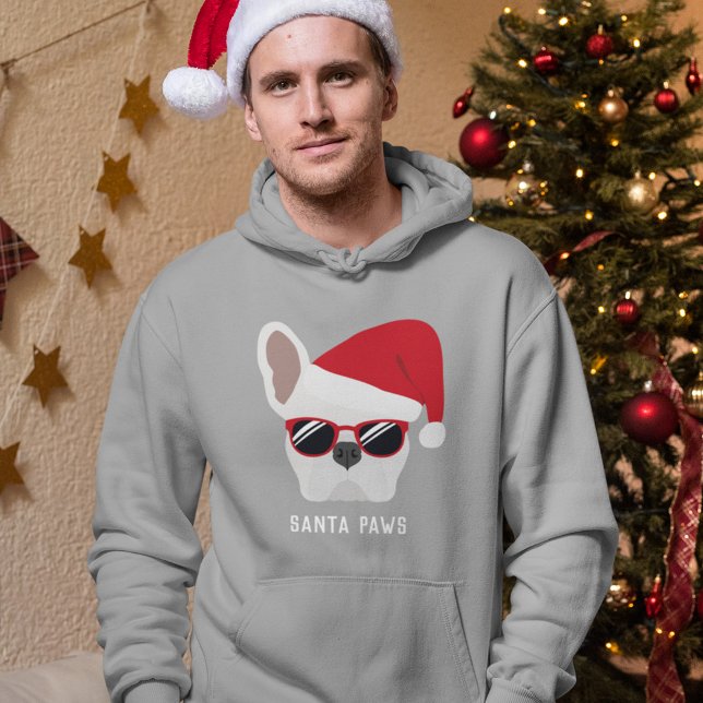 Santa Paws Christmas White French Bulldog Hoodie (Creator Uploaded)