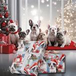Santa Paws Christmas Wrap Frenchie Edition Wrapping Paper<br><div class="desc">Get ready for a festive Frenchie fiesta with our "Santa Paws Christmas Wrap" collection. These charming wrapping papers showcase loveable French Bulldog puppies wearing Santa hats,  spreading holiday cheer one gift at a time. Wrap your presents with adorable Frenchie style and make this season merrier than ever.</div>