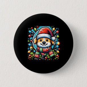 Santa Paws Cute Christmas Dog Design For Animal Lo 6 Cm Round Badge