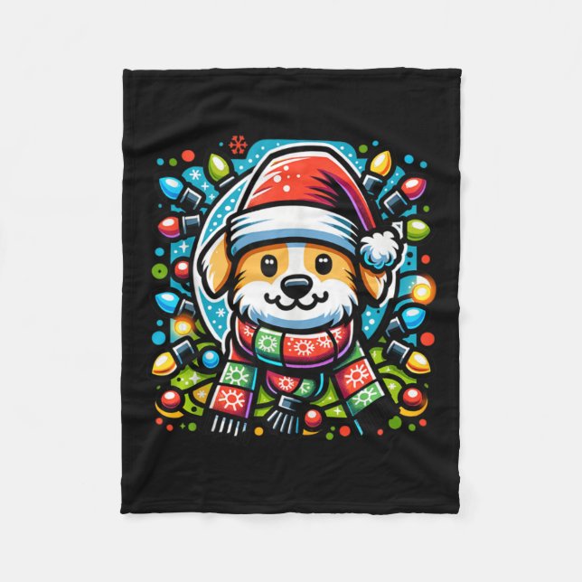 Santa Paws Cute Christmas Dog Design For Animal Lo Fleece Blanket (Front)