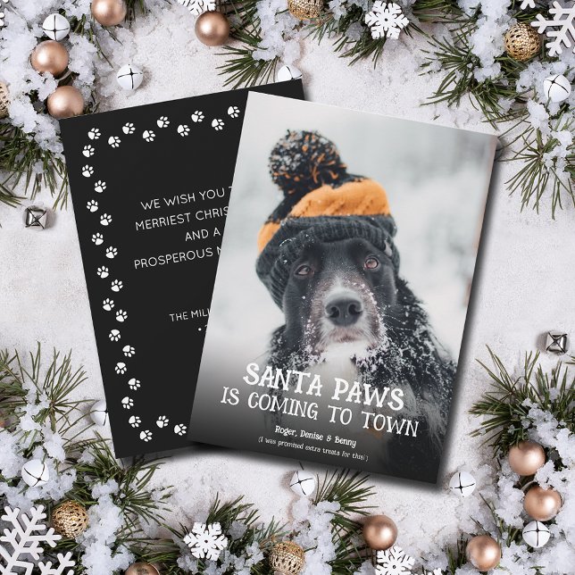 Santa Paws Dog Photo Christmas Holiday Card (Santa Paws dog photo Christmas holiday cards, PRINTED and/or INSTANT DOWNLOAD)