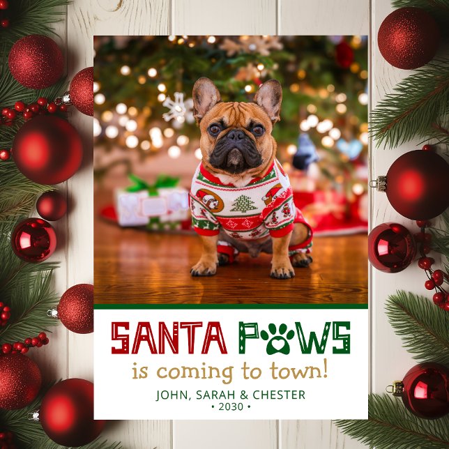 Santa Paws Dog Photo Holiday Card (Creator Uploaded)