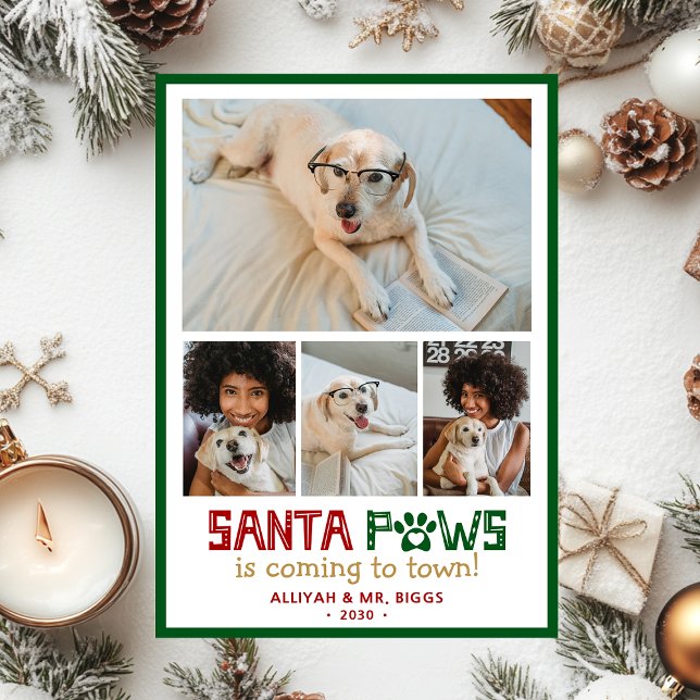 Santa Paws Dog Photo Holiday Card (Creator Uploaded)