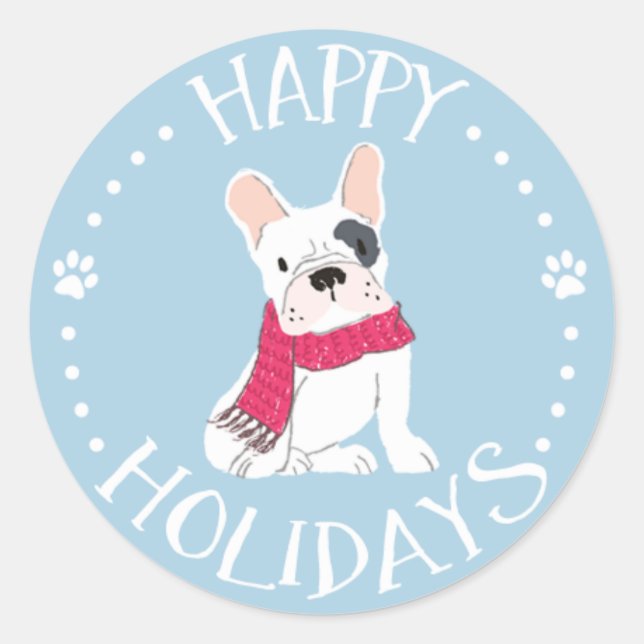 Santa Paws - Dog-Themed Happy Holidays Classic Round Sticker (Front)
