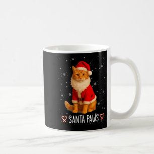 Santa Paws Funny Orange Tabby Cat Christmas Holida Coffee Mug