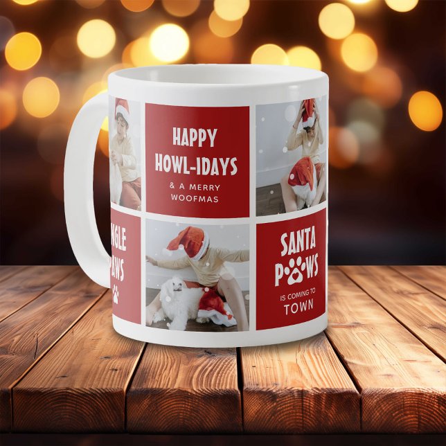 Santa Paws, Happy Howlidays 5 Photo Dog Christmas Coffee Mug (Creator Uploaded)