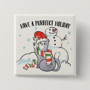 Santa Paws   Have A Purrfect Holiday 15 Cm Square Badge