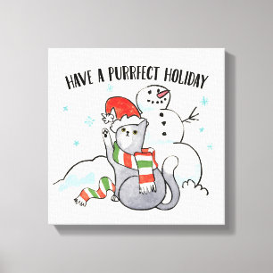 Santa Paws   Have A Purrfect Holiday Canvas Print