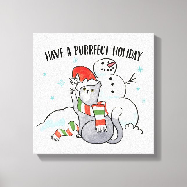 Santa Paws | Have A Purrfect Holiday Canvas Print (Front)