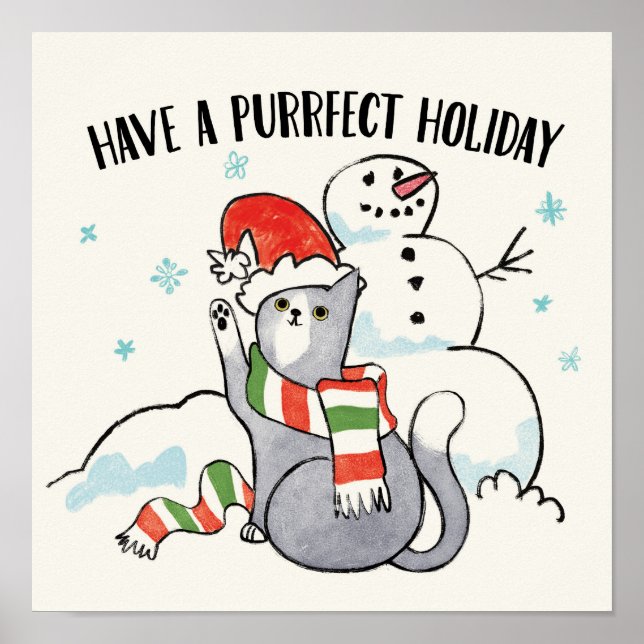 Santa Paws | Have A Purrfect Holiday Poster (Front)