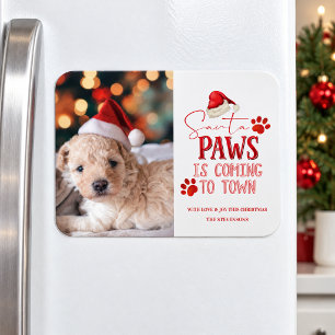 Santa Paws is Coming to Town Christmas Photograph Magnet