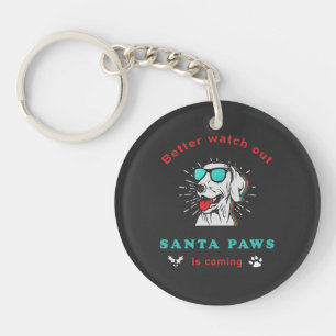 Santa Paws is Coming Vintage Christmas Key Ring