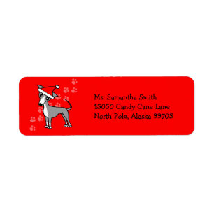 Santa Paws Italian Greyhound  Return Address Label