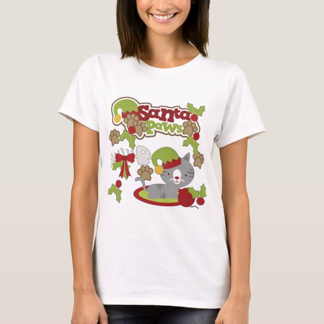 Santa Paws Kitty T-Shirt (Front)