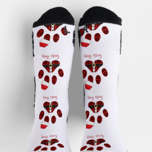 Santa paws. Merry Christmas. Paws prints dog. Love Socks