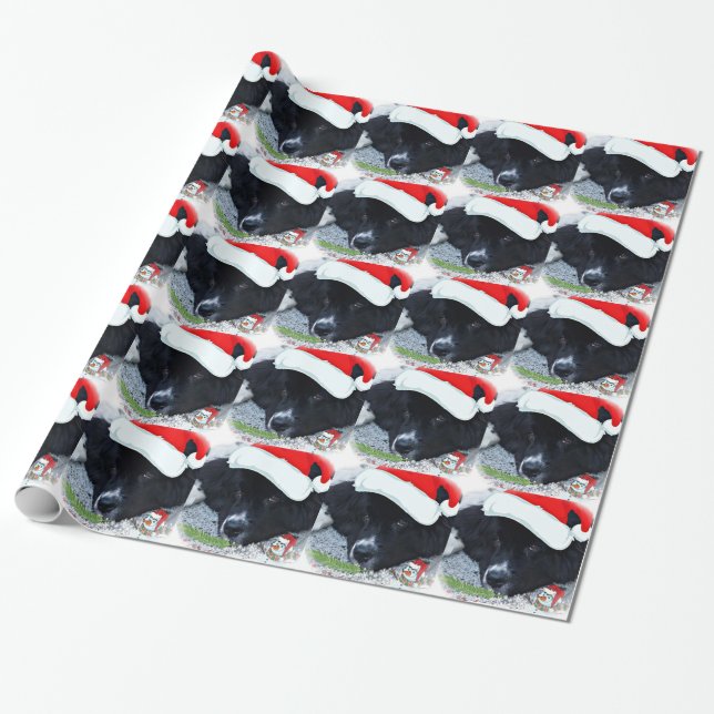 Santa Paw's Newfoundland Christmas Wrapping Paper (Unrolled)