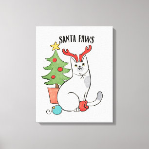 Santa Paws   Reindeer Cat Canvas Print