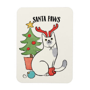 Santa Paws   Reindeer Cat Magnet