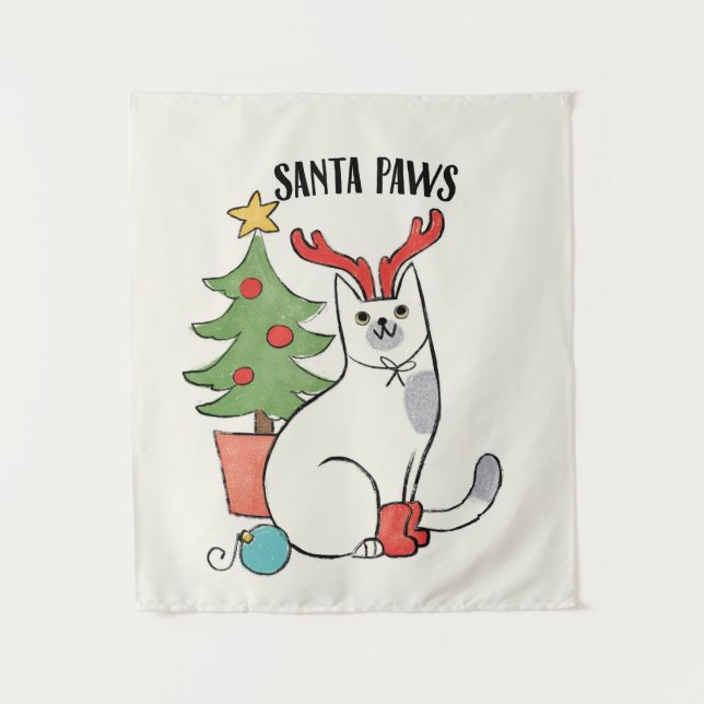 Santa Paws | Reindeer Cat Tapestry (Front)