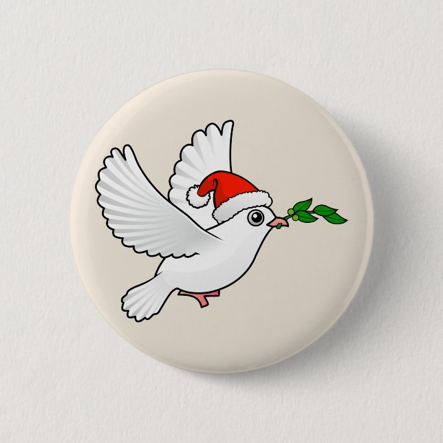 Santa Peace Dove 6 Cm Round Badge (Front)