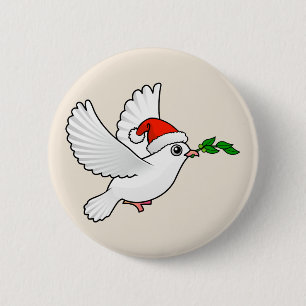 Santa Peace Dove 6 Cm Round Badge