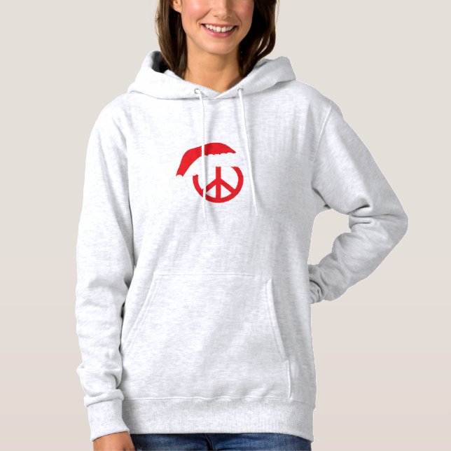 Santa Peace Sign Ho Ho Ho with Santa Hat Hoodie (Front)